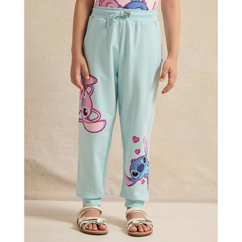 Girls Blue Stitch Placement Print Active Pants