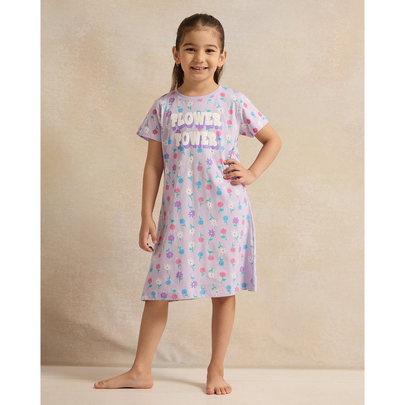 Girls Lilac Placement Print Nightshirt