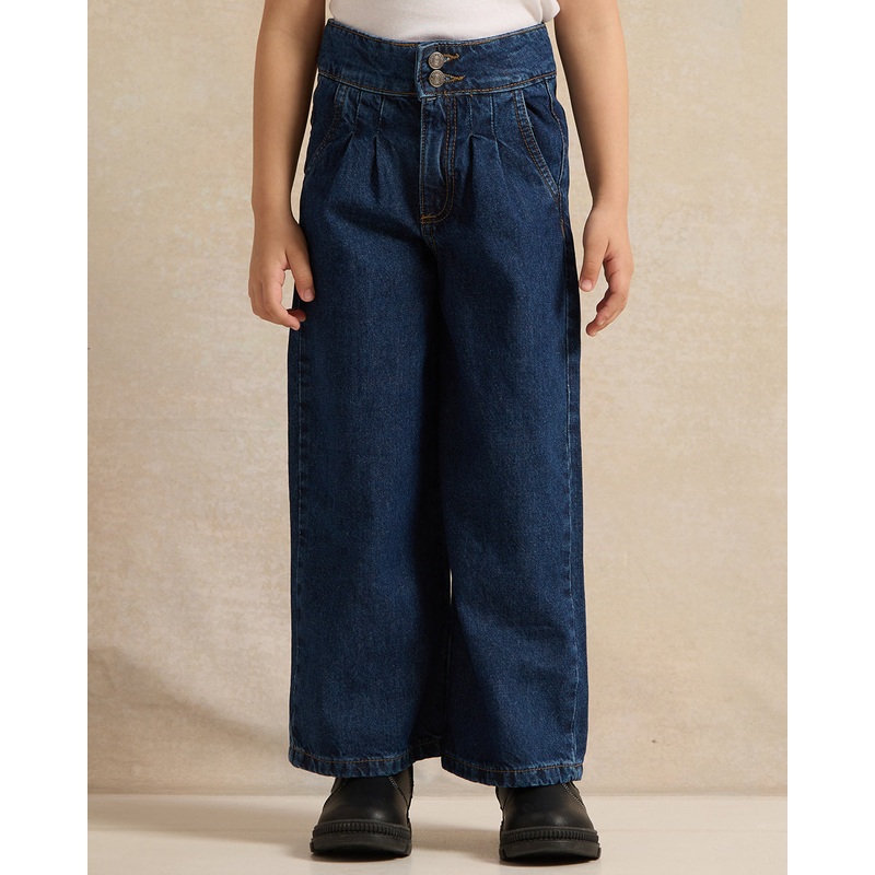 Girls Navy Wide Leg Jeans|2-3 Years|3-4 Years|4-5 Years|5-6 Years|6-7 Years|7-8 Years