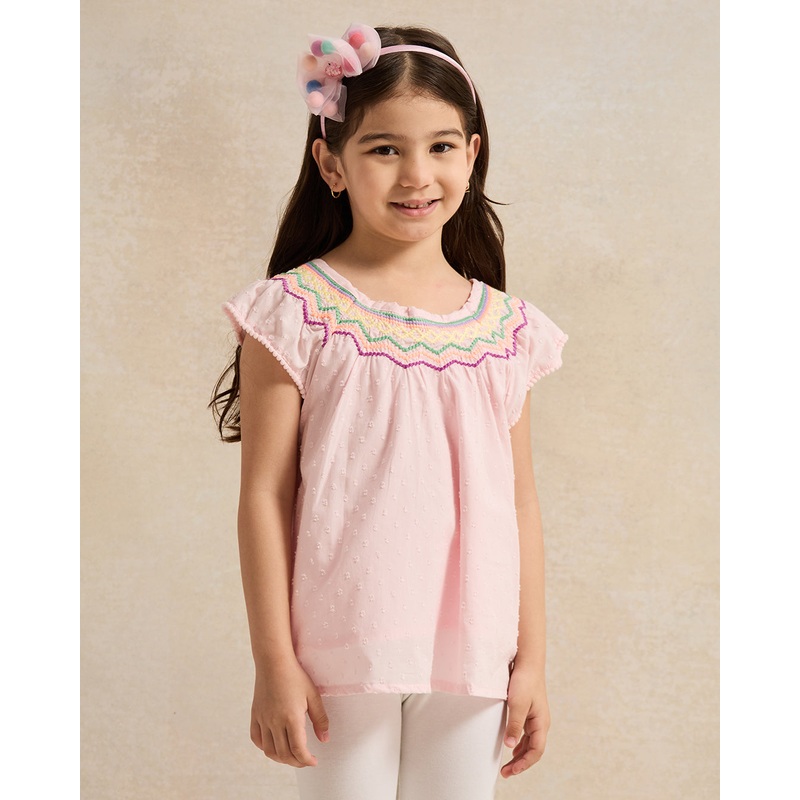 Girls Pink Jacquard Blouse|2-3 Years|3-4 Years|4-5 Years|5-6 Years|6-7 Years|7-8 Years