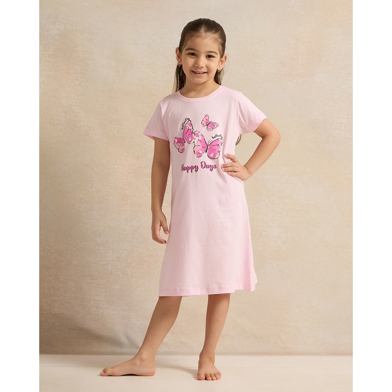 Girls Pink Placement Print Nightshirt
