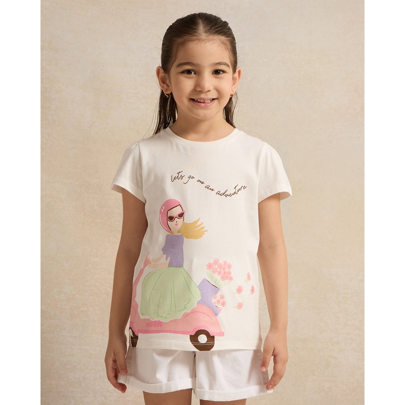 Girls White Girl Placement Print T-Shirt