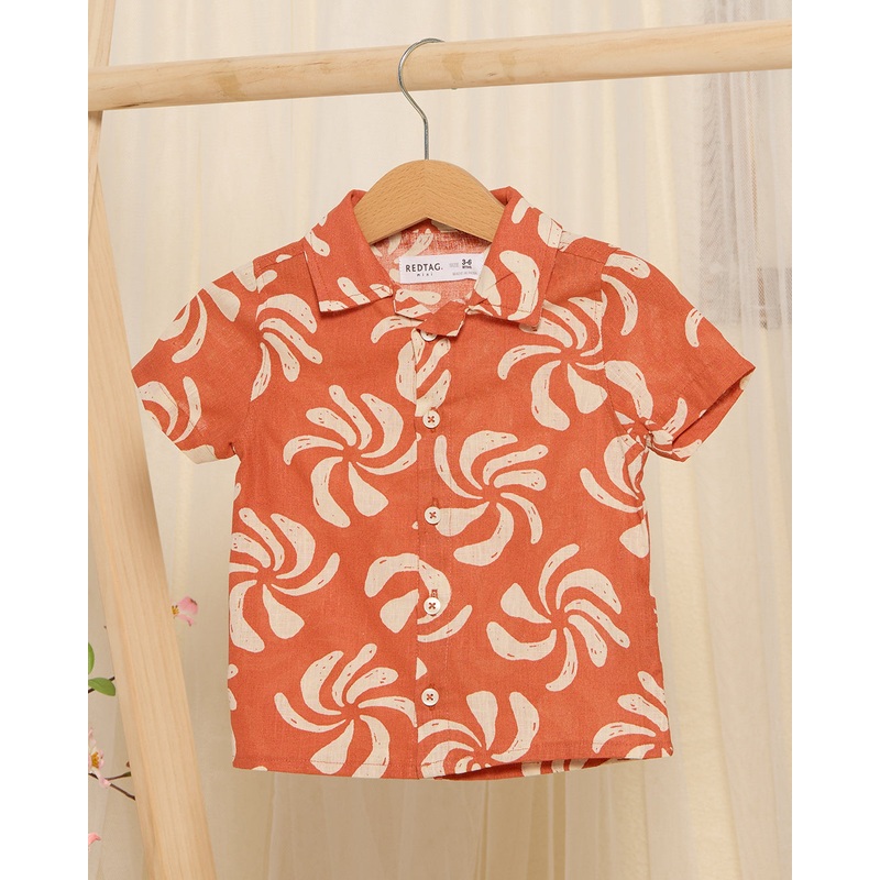 Infant Boys Orange Printed Shirt