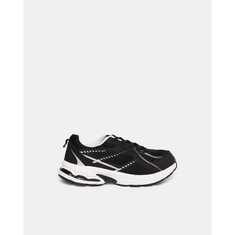 Senior Boys Black Material Block Trainers