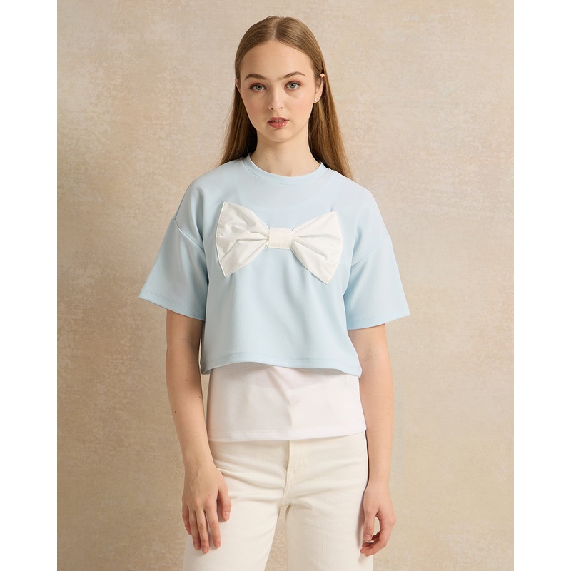 Senior Girls Blue And White Embellished Top
