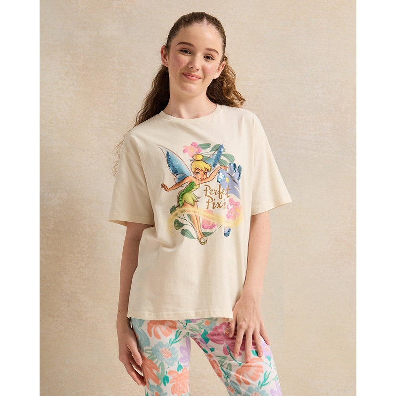 Senior Girls Cream Tinkerbell T-Shirt