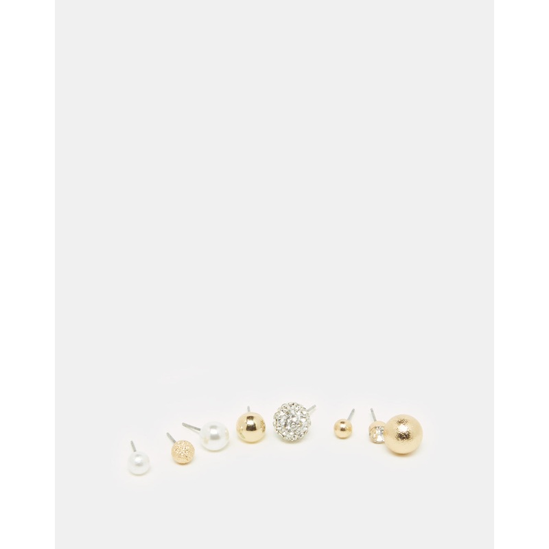 Women Gold Embellished Earring Set (8 Piece)