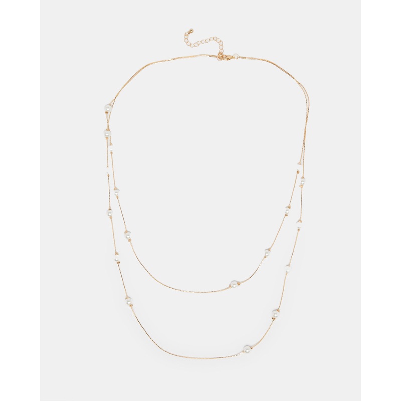 Women Gold Pearl Embellished Necklace