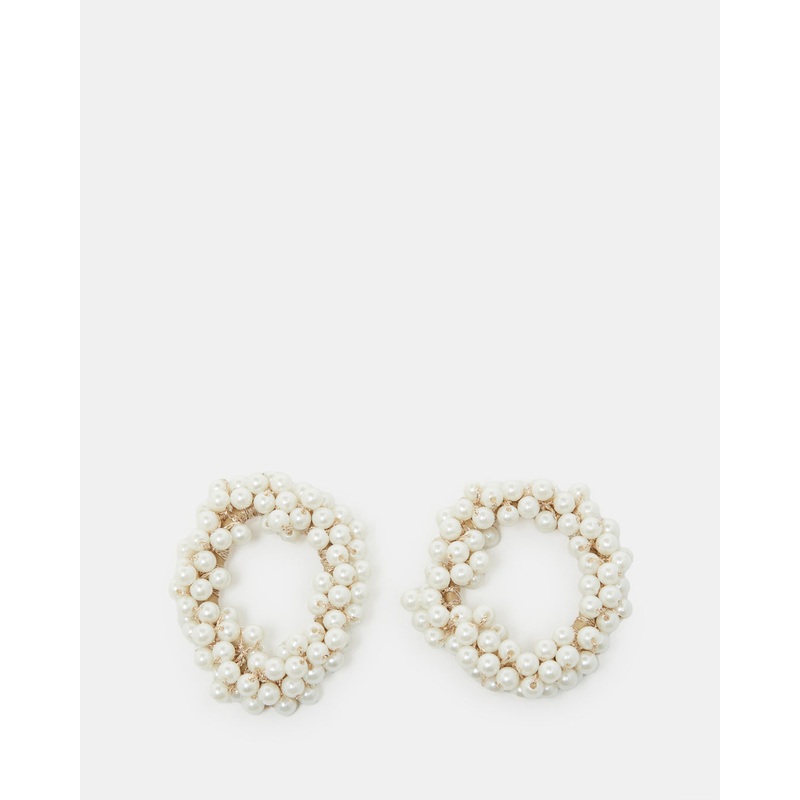 Women White Pearl Embellished Scrunchy Set (2 Piece)