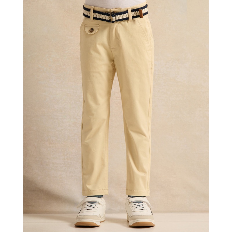 Boys Beige Twill Trouser With Belt