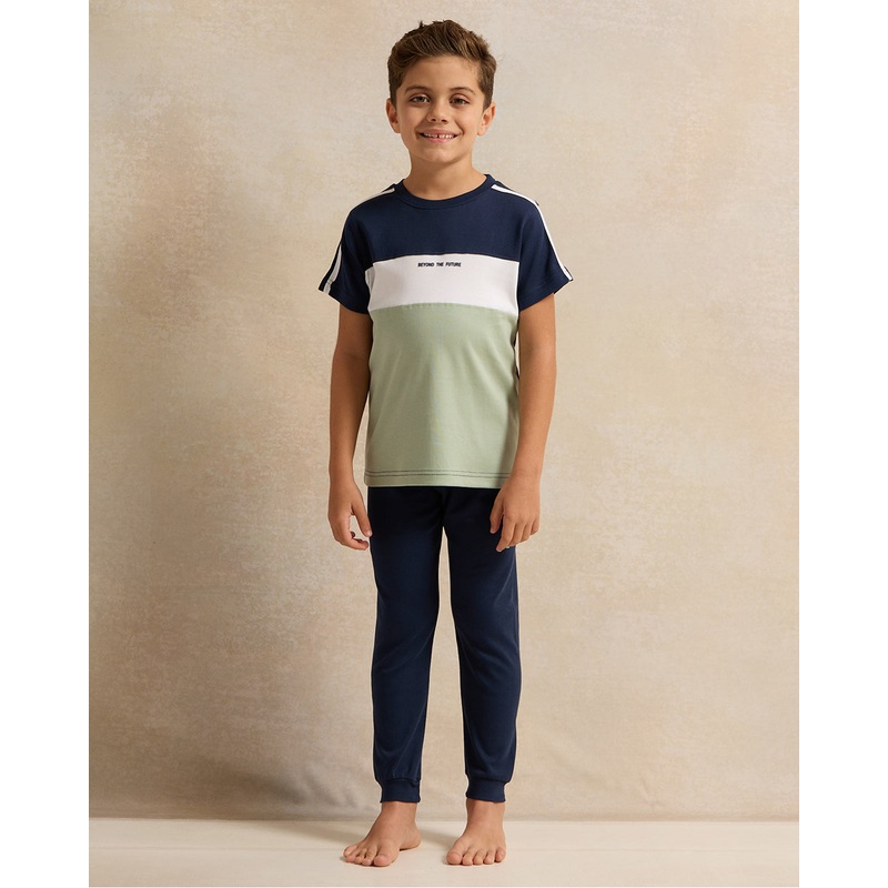 Boys Green Printed Pyjama Set (2 Piece)
