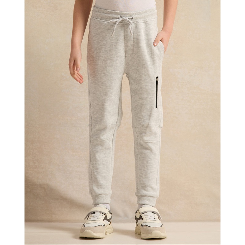 Boys Grey Active Pants With Zipper