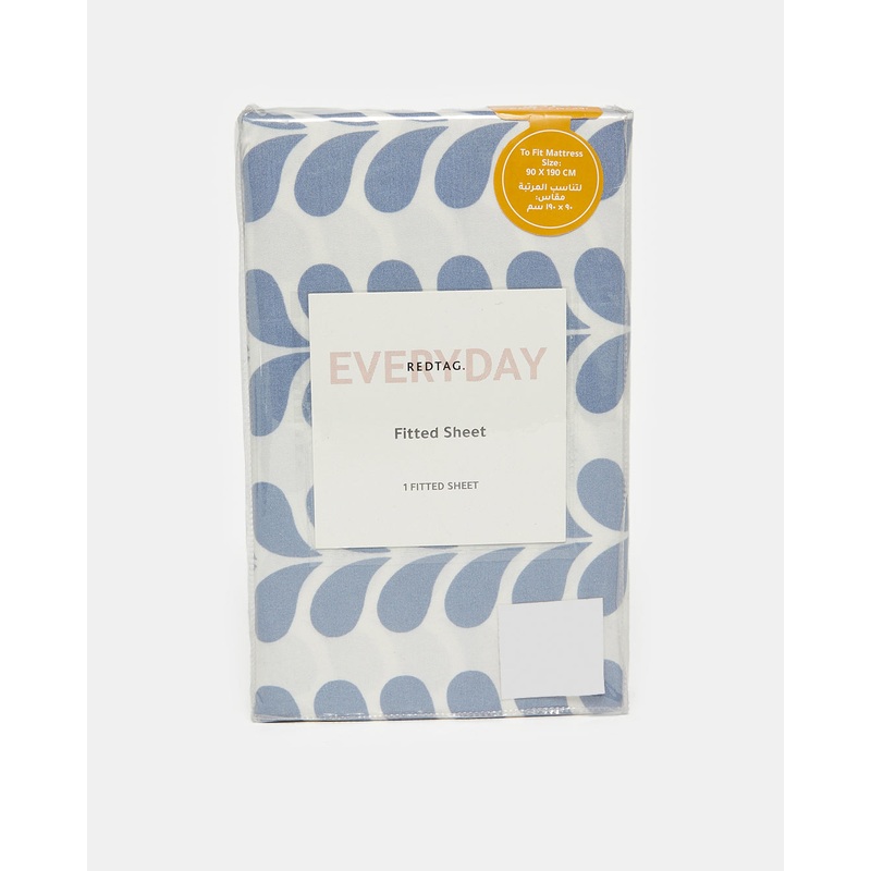 Grey Printed Fitted Sheet (Single Size)