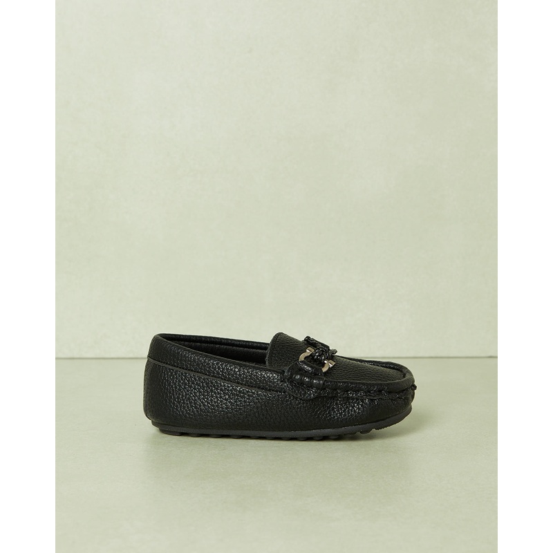 Infant Boys Black Plain Moccasin
