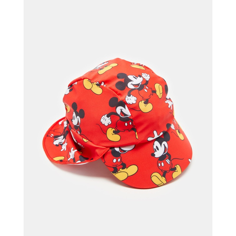 Infant Boys Red Mickey Mouse Print Swimwear Cap