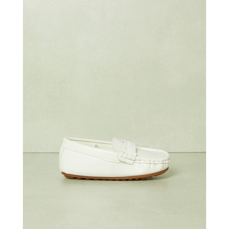 Infant Boys White Plain Moccasin
