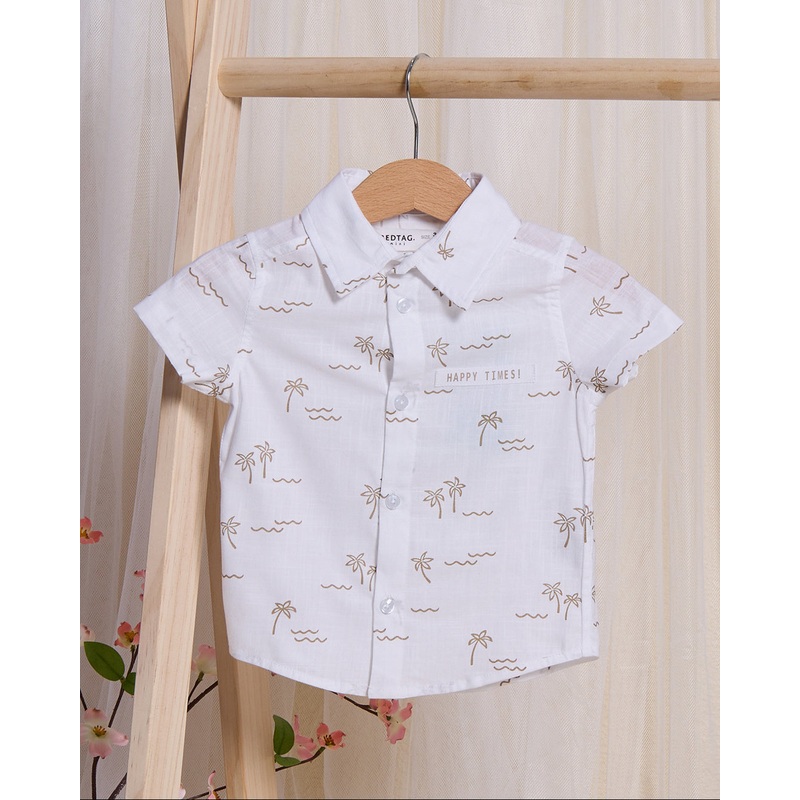 Infant Boys White Printed Shirt