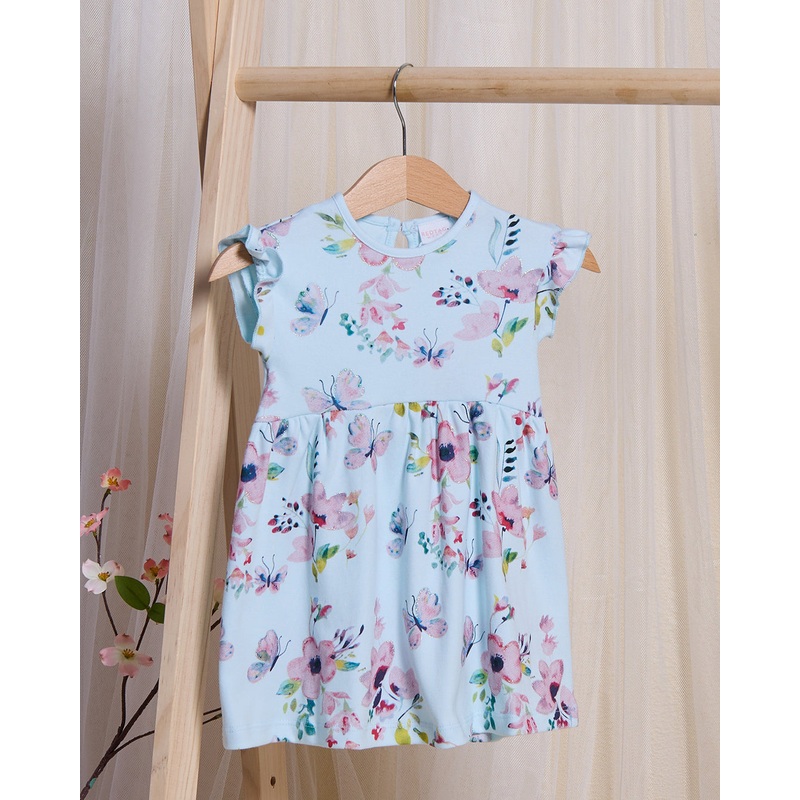 Infant Girls Blue Printed Dress