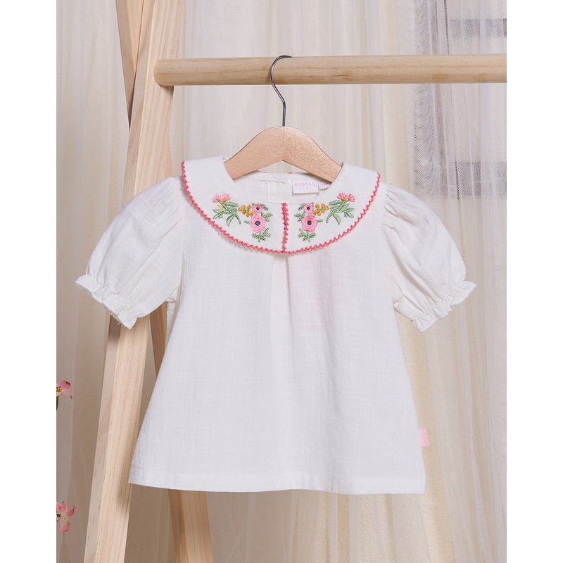 Infant Girls White Embroidered Blouse