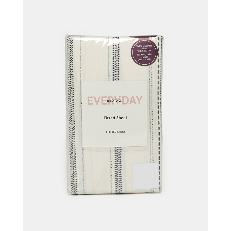 Ivory Stripe Printed Fitted Sheet (King Size)
