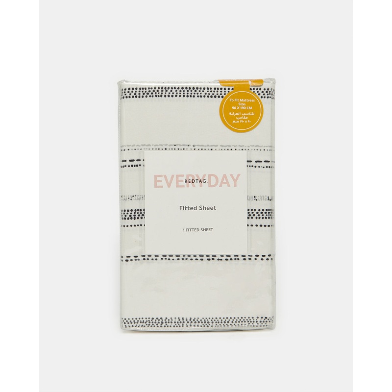 Ivory Striped Fitted Sheet (Single Size)