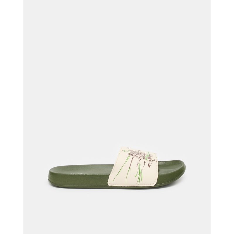 Senior Boys Beige Printed Slide