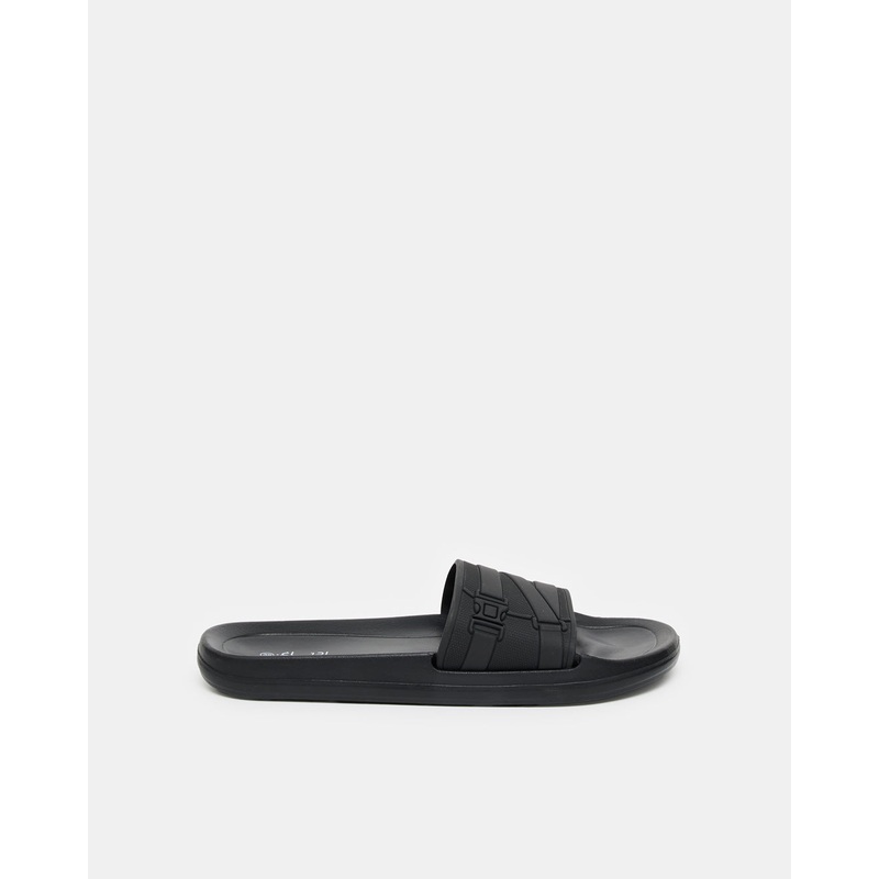 Senior Boys Black Embossed Slide