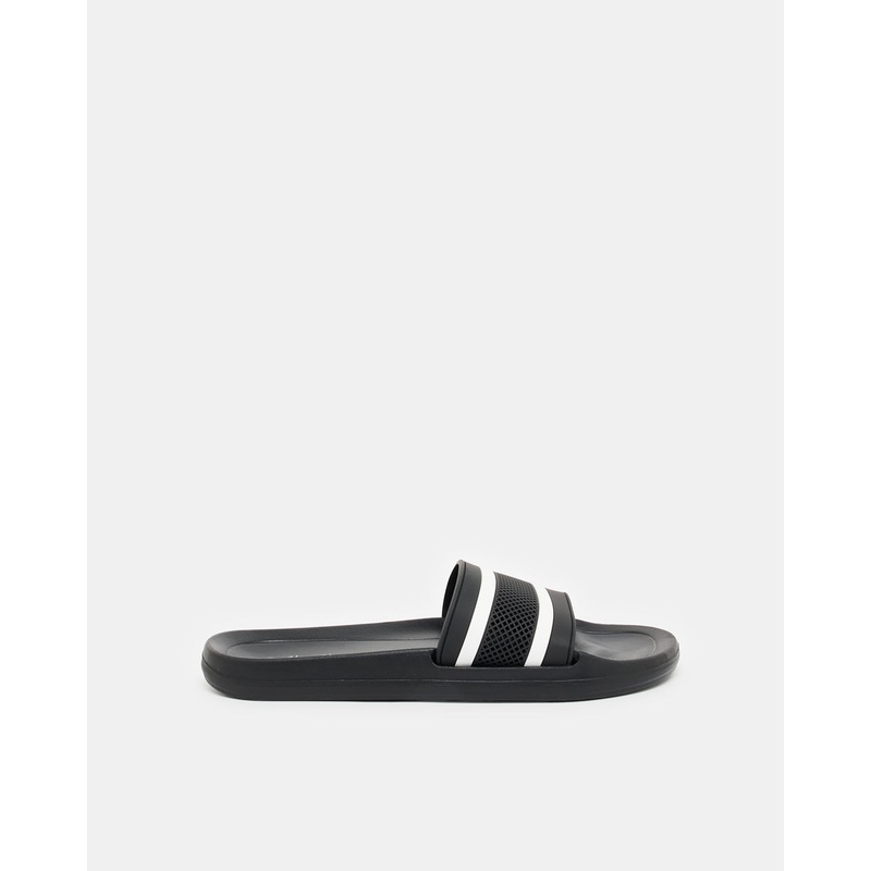Senior Boys Black Striped Slide