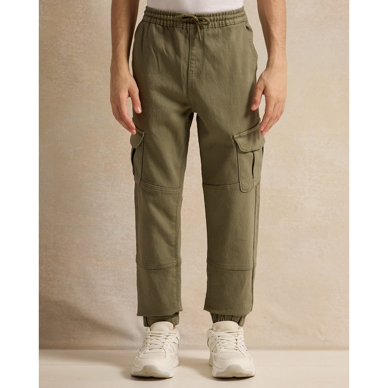 Senior Boys Olive Cargo Denim Jogger