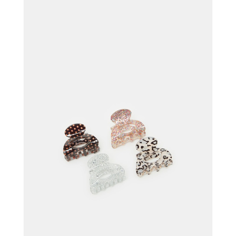 Women Assorted Printed Hair Claw (4 Piece)