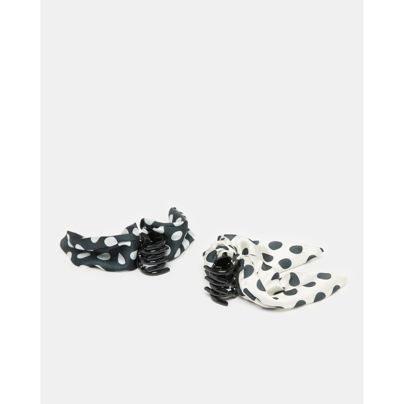 Women Black And White Embellished Hair Clip Set (2 Piece)