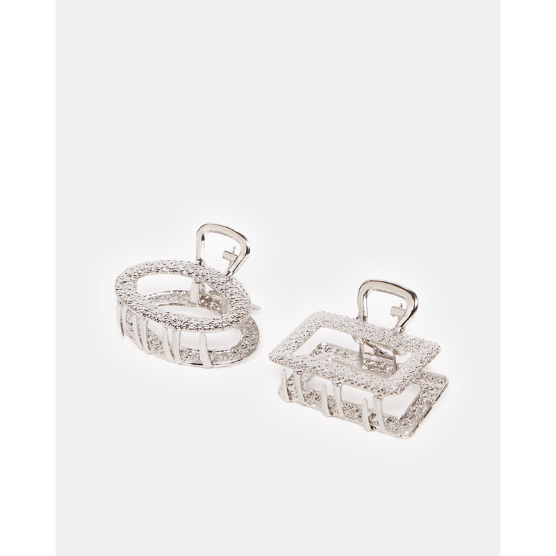 Women Grey Embellished Hair Clips (Pack of 2)