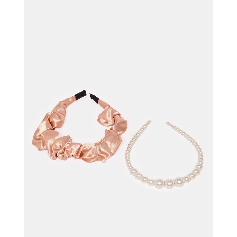 Women Orange And White Embellished Headband (Pack of 2)