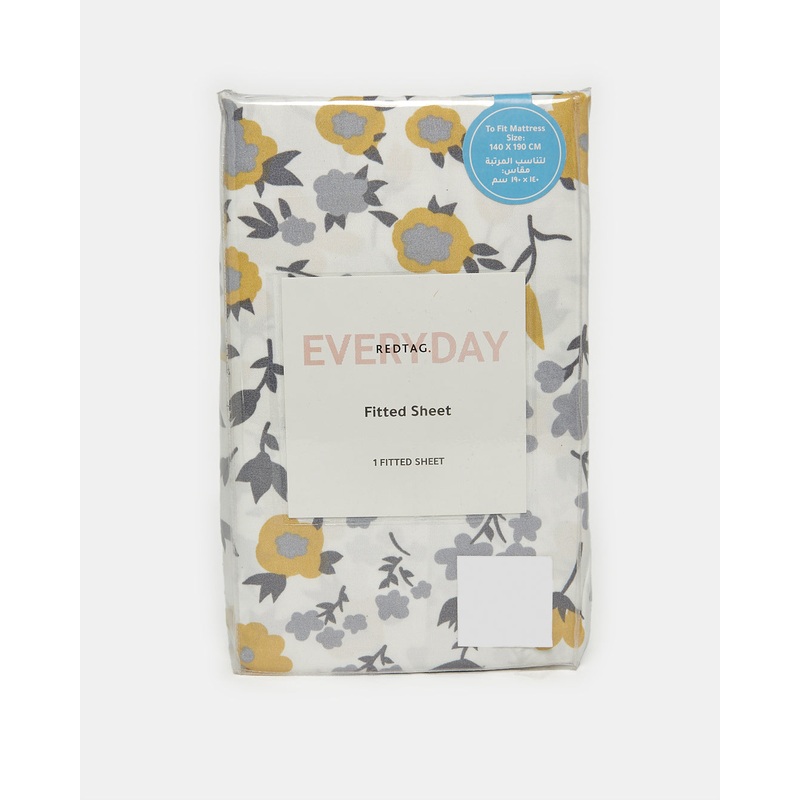 Yellow Printed Fitted Sheet (Double Size)