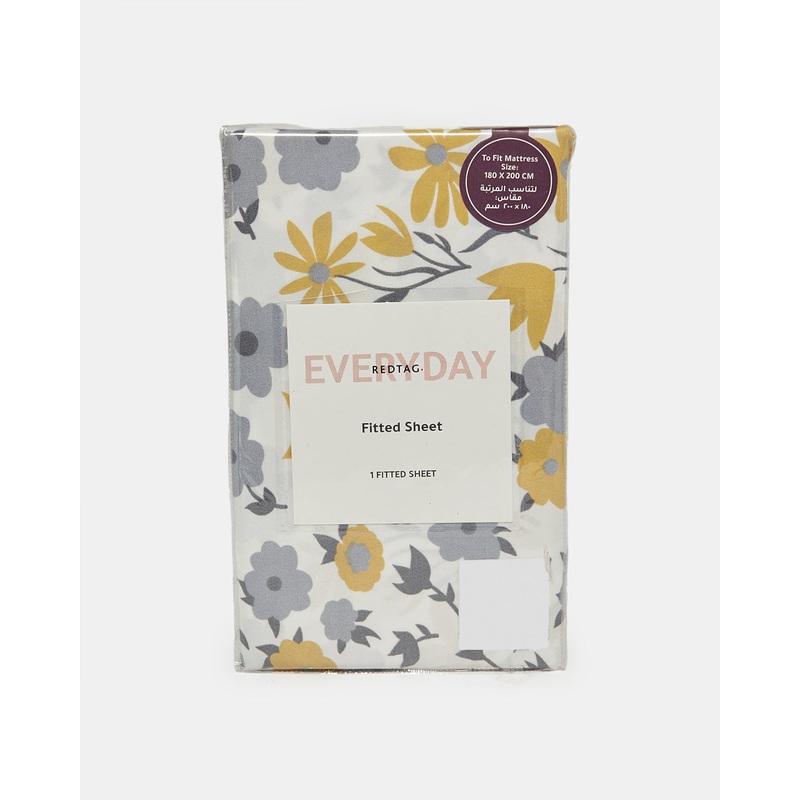 Yellow Printed Fitted Sheet (King Size)