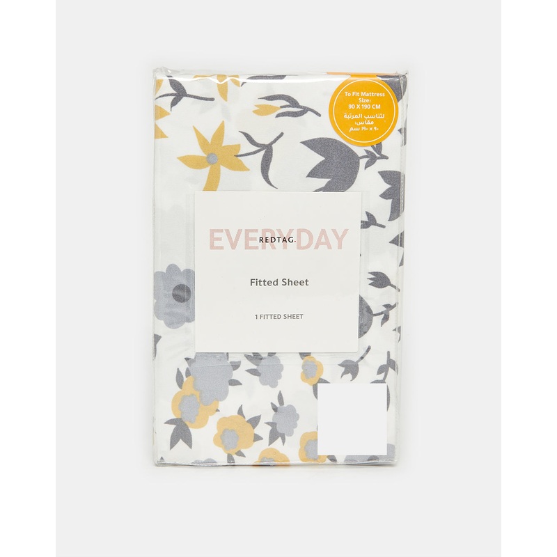 Yellow Printed Fitted Sheet (Single Size)