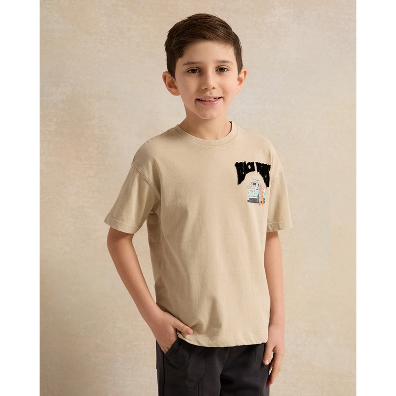 Boys Beige Back Print T-Shirt|2-3 Years|3-4 Years|4-5 Years|5-6 Years|6-7 Years|7-8 Years