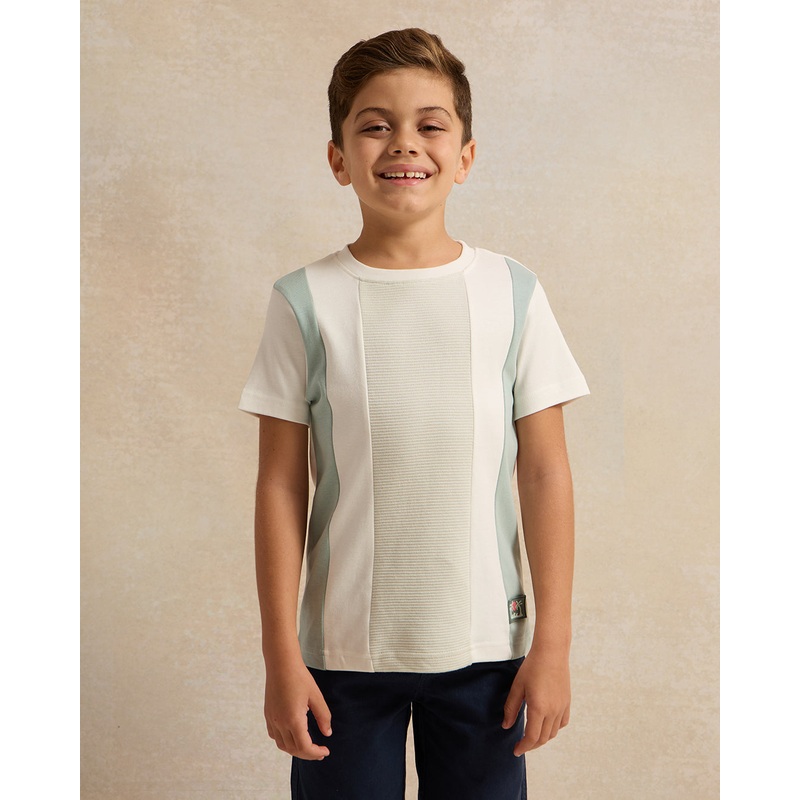 Boys Green & Cream Cut & Sew T-Shirt