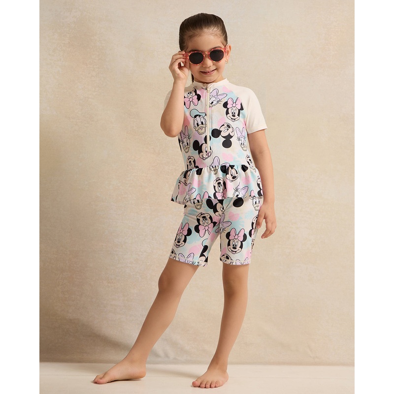 Girls Cream Printed Swimsuits|2-3 Years|3-4 Years|4-5 Years|5-6 Years|6-7 Years|7-8 Years