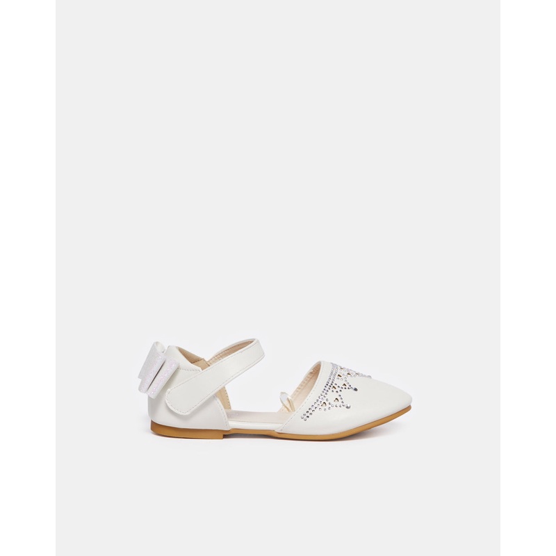 Girls White Embellished Diamante Sandal