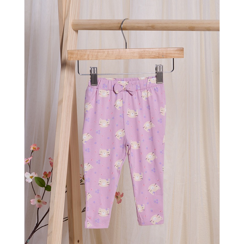 Infant Girls Lilac Cat Face Print Leggings
