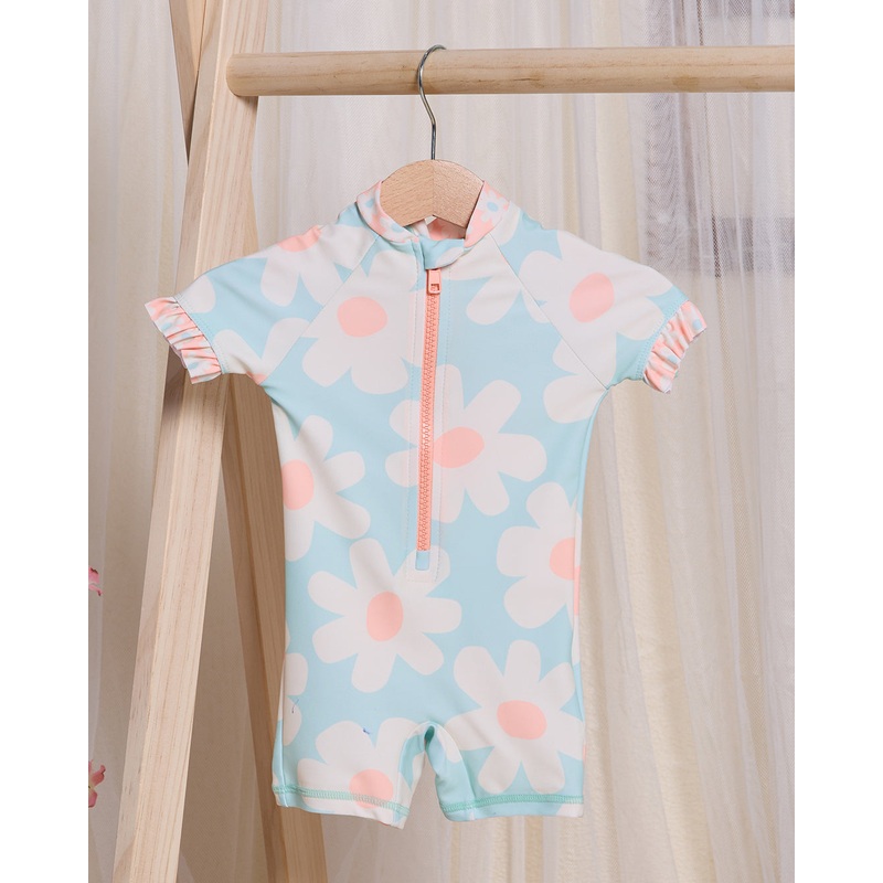 Infant Girls Mint Printed Swimsuit