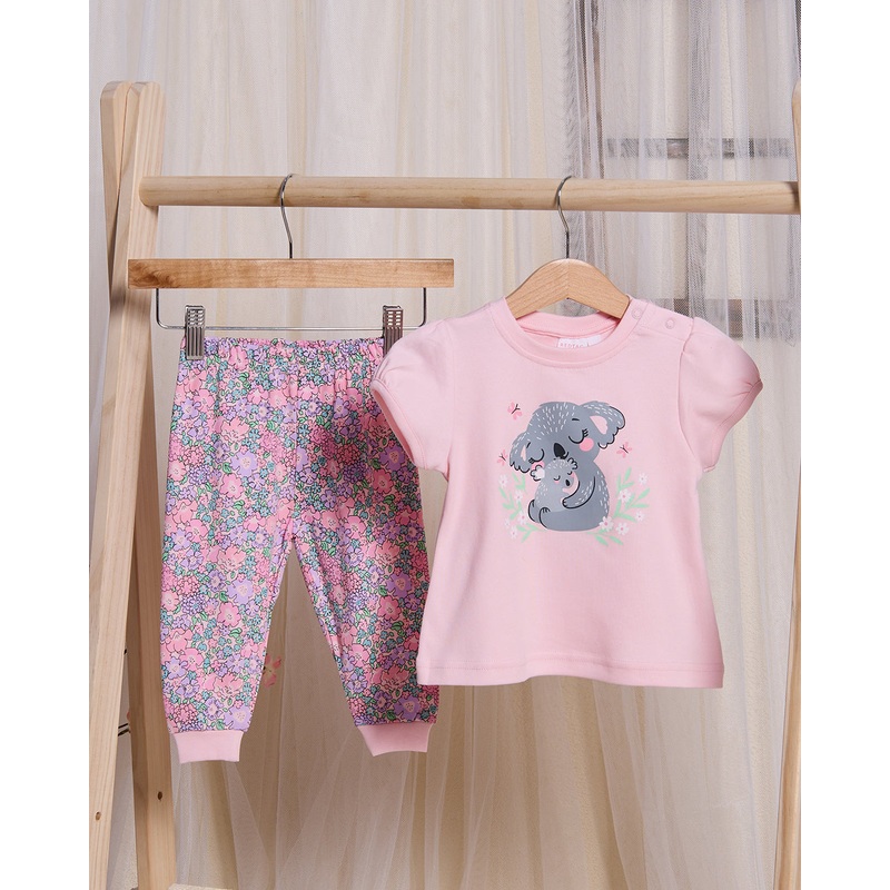Infant Girls Pink Koala Print Pyjama Set (2 Piece)
