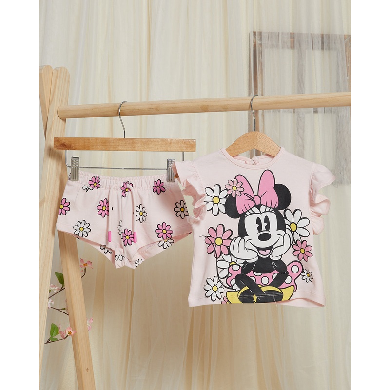 Infant Girls Pink Minnie Mouse Print Set (2 Piece)