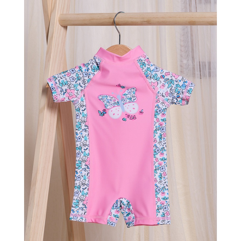 Infant Girls Pink Printed Swimsuit