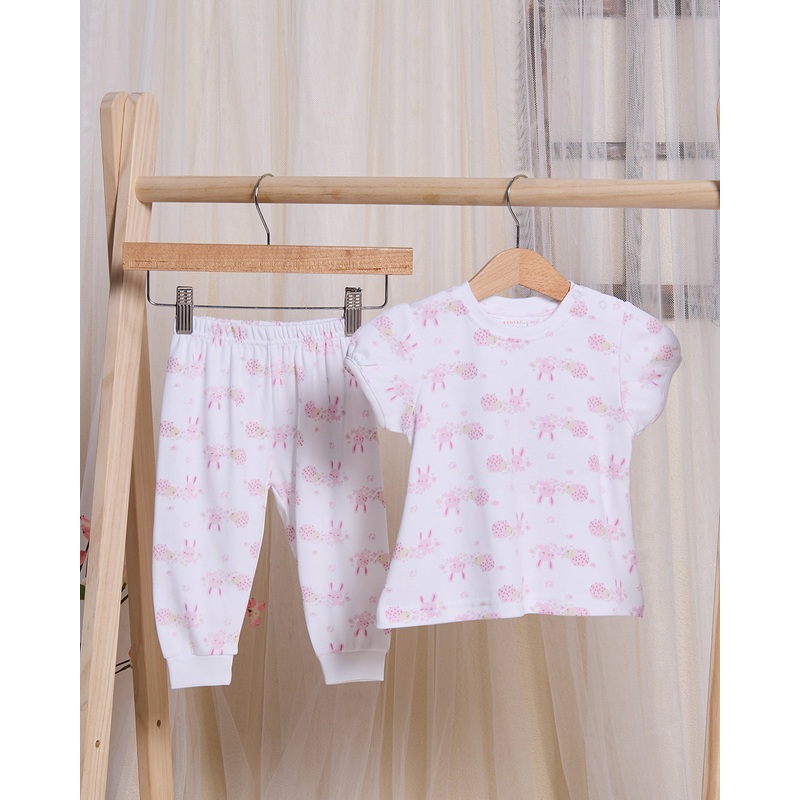 Infant Girls White Bunny Print Pyjama Set (2 Piece)