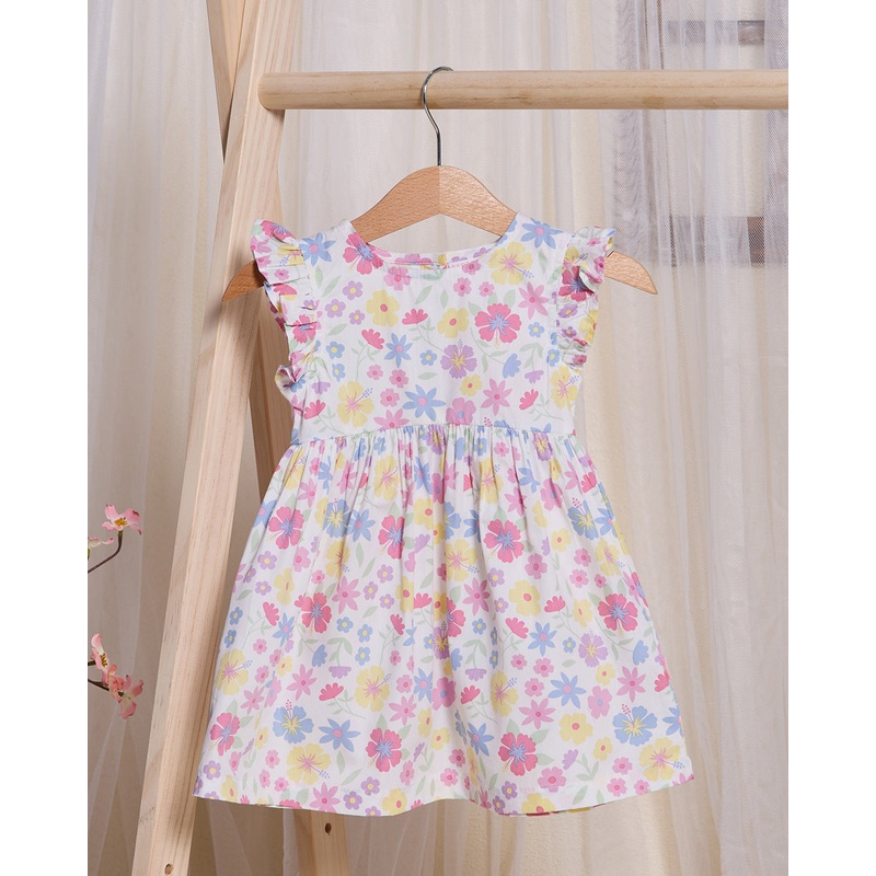 Infant Girls White Floral All Over Print Dress