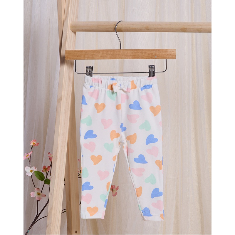 Infant Girls White Heart Print Leggings