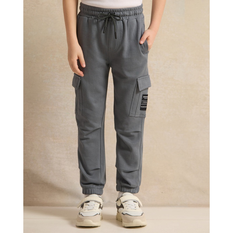 Boys Grey Cargo Pocket Jogger Pants