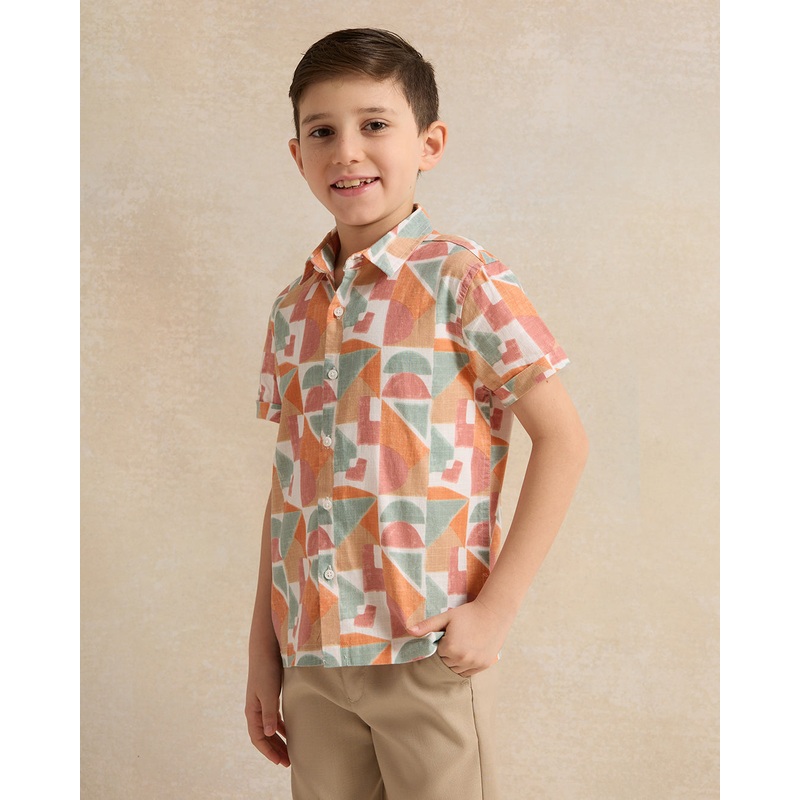 Boys Orange Printed Shirt|2-3 Years|3-4 Years|4-5 Years|5-6 Years|6-7 Years|7-8 Years
